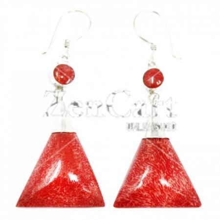 (image for) 925 Silver Earrings - Triangle Double Drop
