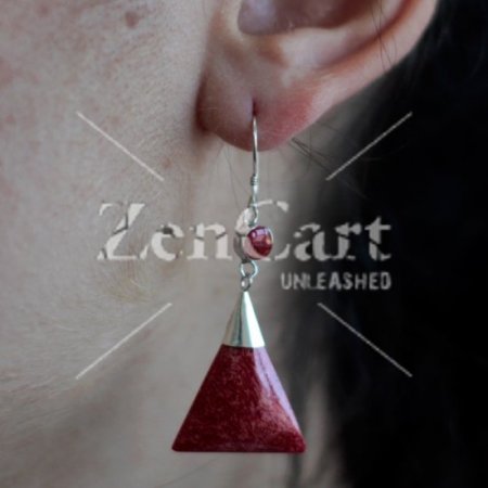 (image for) 925 Silver Earrings - Triangle Double Drop
