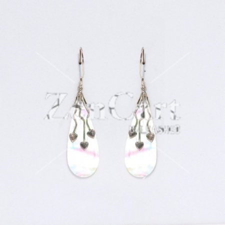 (image for) Shell & Silver Earrings - Three Hearts - MOP