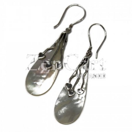 (image for) Shell & Silver Earrings - Three Hearts - MOP