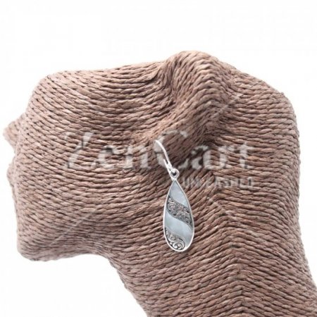 (image for) Shell & Silver Earrings - Teardrop- MOP