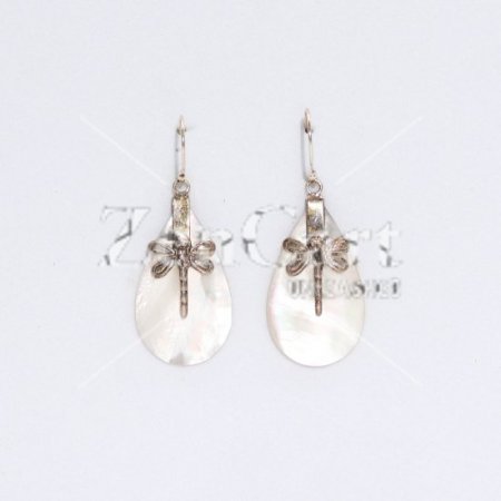 (image for) Shell & Silver Earrings - Dragonflies - MOP