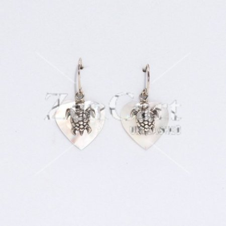 (image for) Shell & Silver Earrings - Sea Turtle - MOP