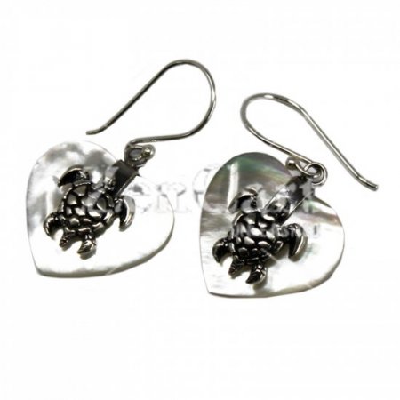 (image for) Shell & Silver Earrings - Sea Turtle - MOP