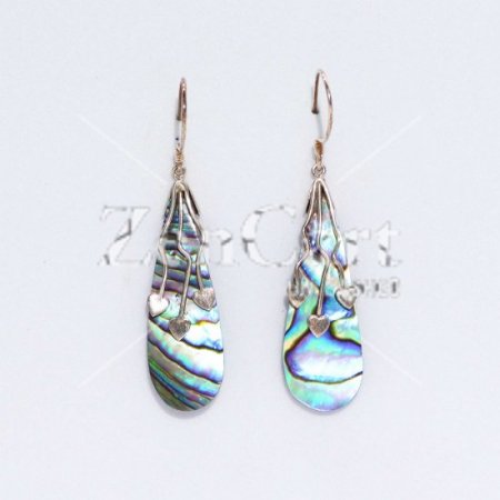 (image for) Shell & Silver Earrings - Three Hearts - Abalone