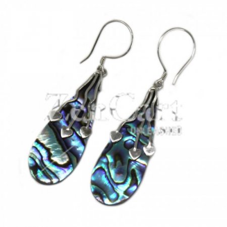 (image for) Shell & Silver Earrings - Three Hearts - Abalone