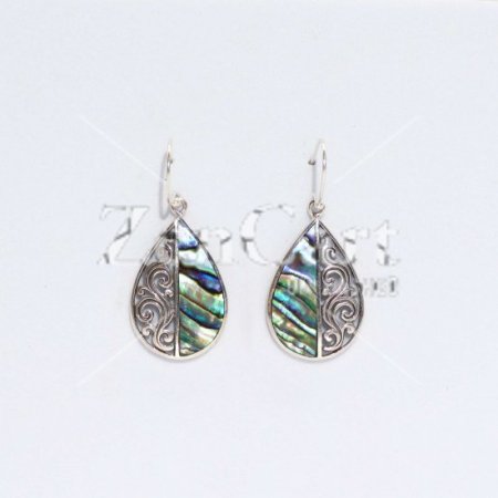 (image for) Shell & Silver Earrings - Teardrop- Abalone