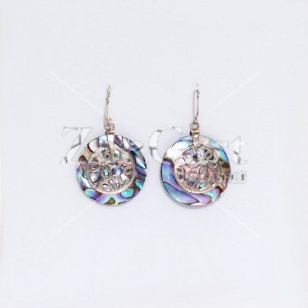 (image for) Shell & Silver Earrings - Flowers - Abalone