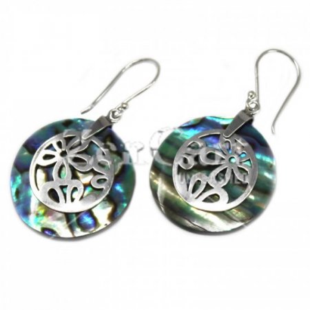 (image for) Shell & Silver Earrings - Flowers - Abalone
