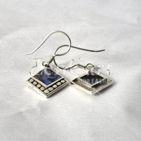 (image for) Shell & Silver Earrings - Square Dots- Abalone