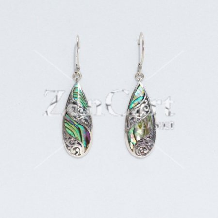 (image for) Shell & Silver Earrings - Long Teardrop - Abalone