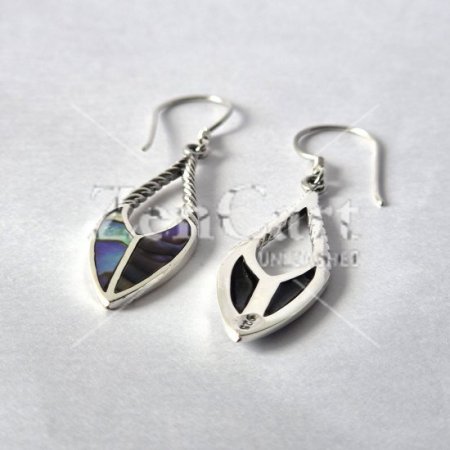 (image for) Shell & Silver Earrings - Spear Drops - Abalone