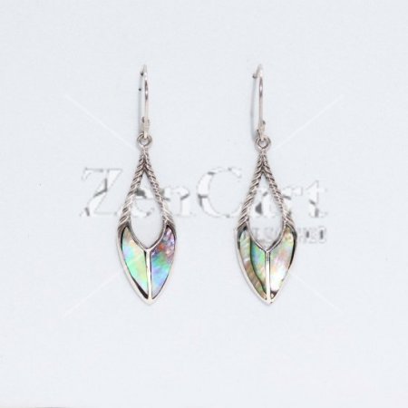 (image for) Shell & Silver Earrings - Spear Drops - Abalone