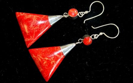 (image for) 925 Silver Earrings - Triangle Double Drop