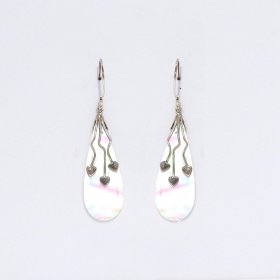 Shell & Silver Earrings - Three Hearts - MOP