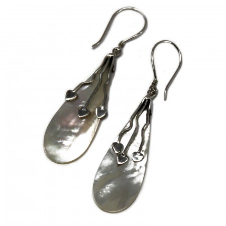 (image for) Shell & Silver Earrings - Three Hearts - MOP