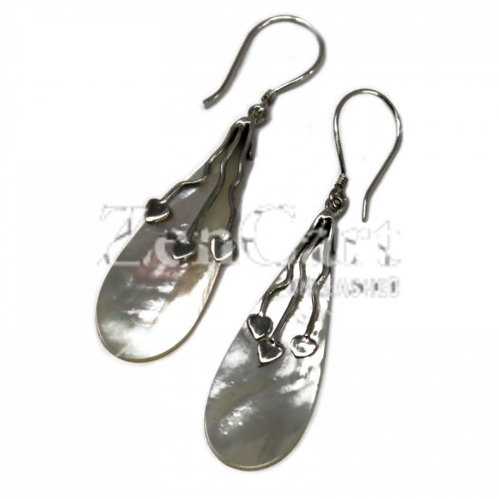 (image for) Shell & Silver Earrings - Three Hearts - MOP