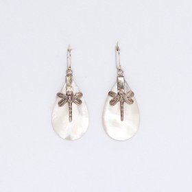 Shell & Silver Earrings - Dragonflies - MOP