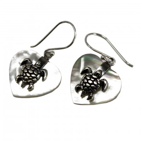 (image for) Shell & Silver Earrings - Sea Turtle - MOP