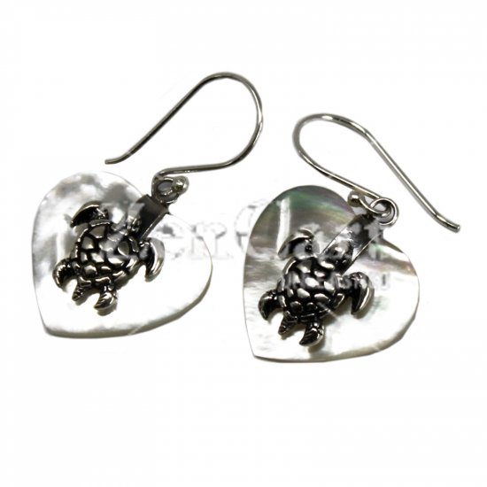 (image for) Shell & Silver Earrings - Sea Turtle - MOP