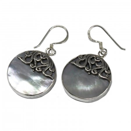 (image for) Shell & Silver Earrings - Classic Disc - MOP