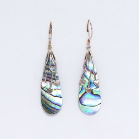 Shell & Silver Earrings - Three Hearts - Abalone