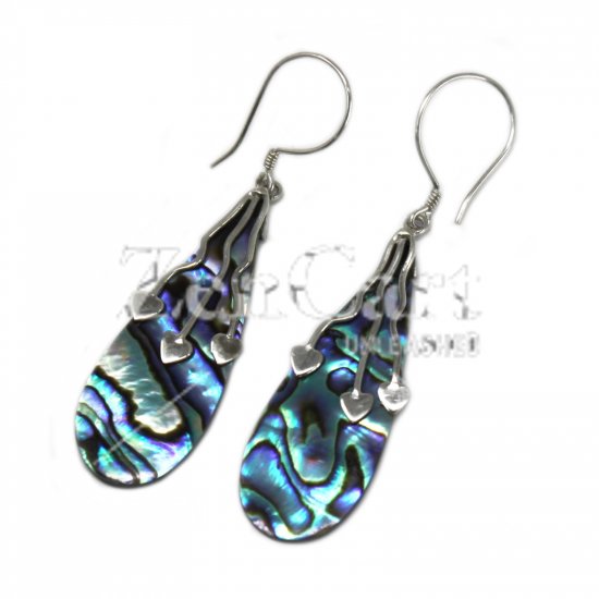 (image for) Shell & Silver Earrings - Three Hearts - Abalone