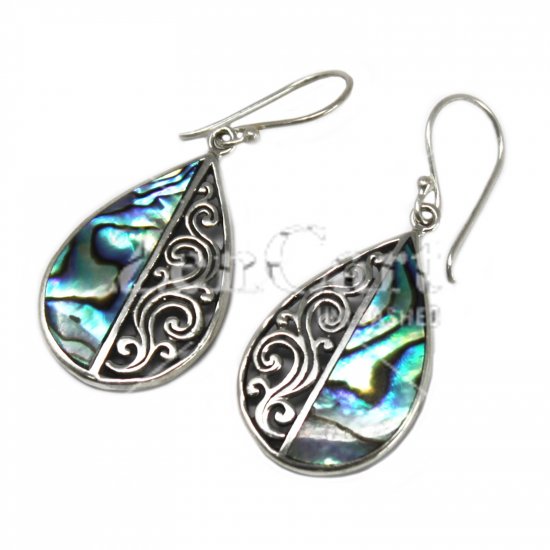 (image for) Shell & Silver Earrings - Teardrop- Abalone