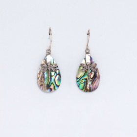 Shell & Silver Earrings - Dragonflies - Abalone