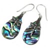 (image for) Shell & Silver Earrings - Dragonflies - Abalone