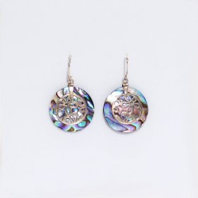 Shell & Silver Earrings - Flowers - Abalone