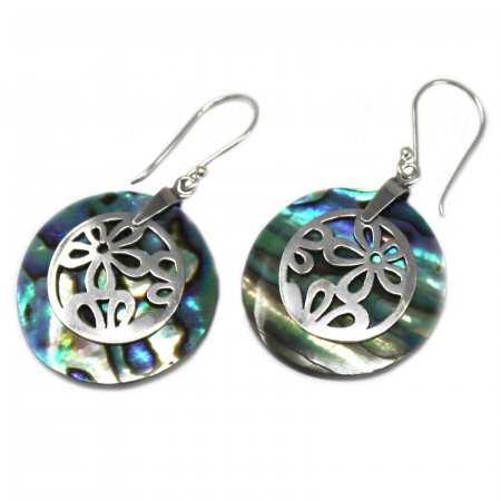 (image for) Shell & Silver Earrings - Flowers - Abalone