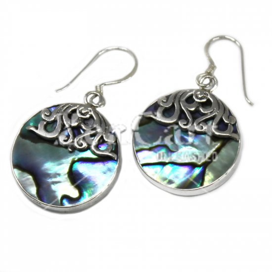 (image for) Shell & Silver Earrings - Classic Disc - Abalone