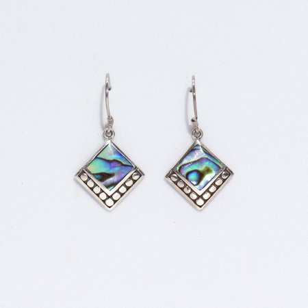 (image for) Shell & Silver Earrings - Square Dots- Abalone