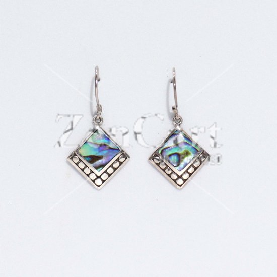 (image for) Shell & Silver Earrings - Square Dots- Abalone