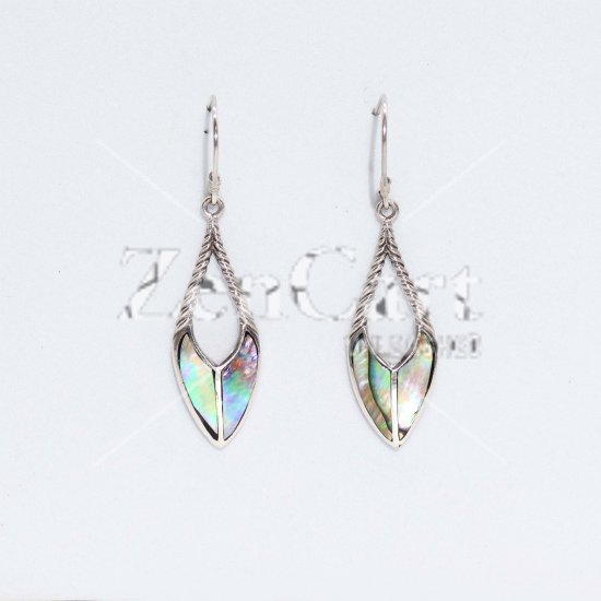 (image for) Shell & Silver Earrings - Spear Drops - Abalone